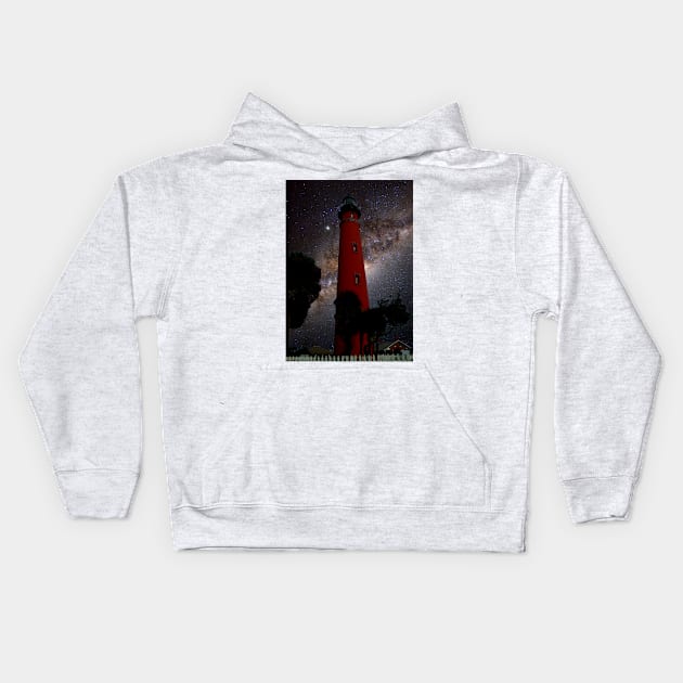 Night Tower Kids Hoodie by TrueArtworxGraphics